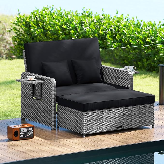 HAPPYGRILL Patio Rattan Wicker Daybed - Image 3