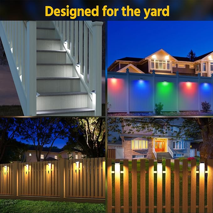 NIORSUN Outdoor Fence Lights, 6 Pack Waterproof LED Solar Fence Lights - Image 2