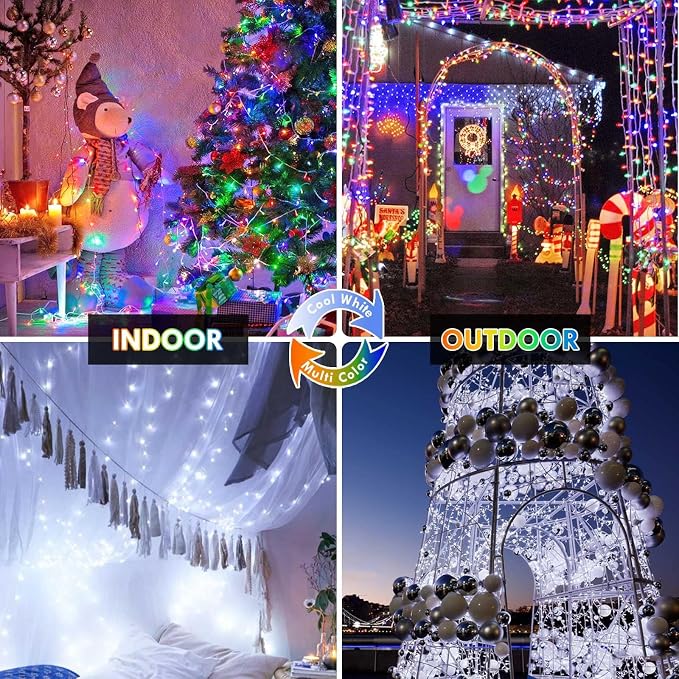 Cool White to Multicolor Color Changing 100 LED 33FT Connectable Christmas - Image 5