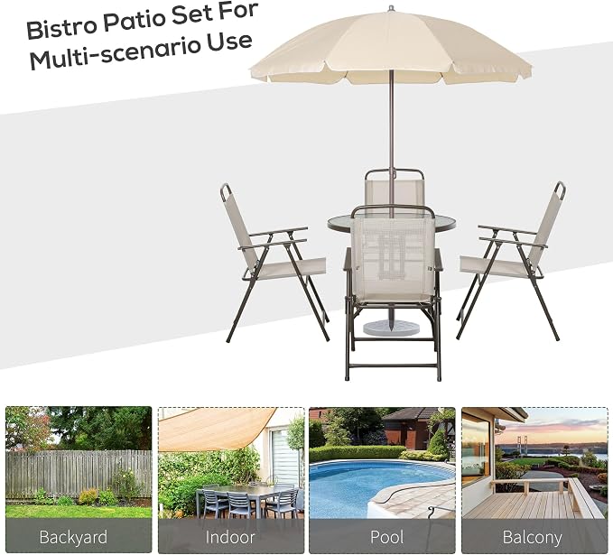 Outsunny 6 Piece Patio Dining Set - Image 6