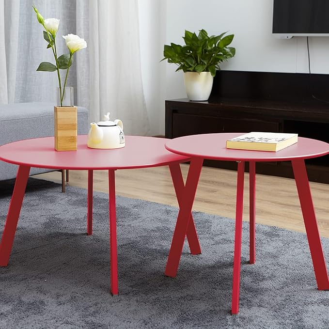 Grand patio Round Steel Patio Coffee Table Weather Resistant Nesting Tables - Image 2