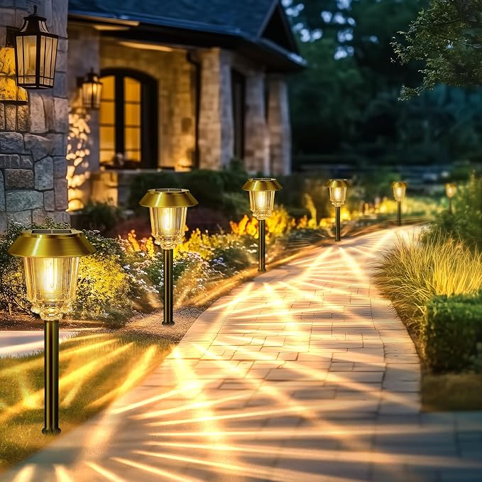 Solar Lights Outdoor Waterproof, 6 Pack Gold Solar Pathway Lights - Image 9