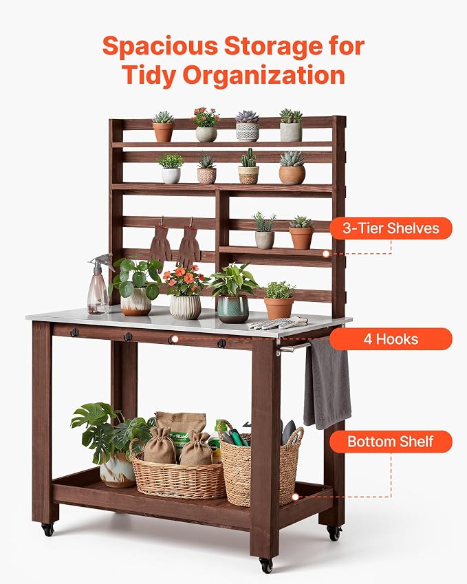 VEVOR Potting Bench Table, Outdoor Gardening Workstation - Image 5