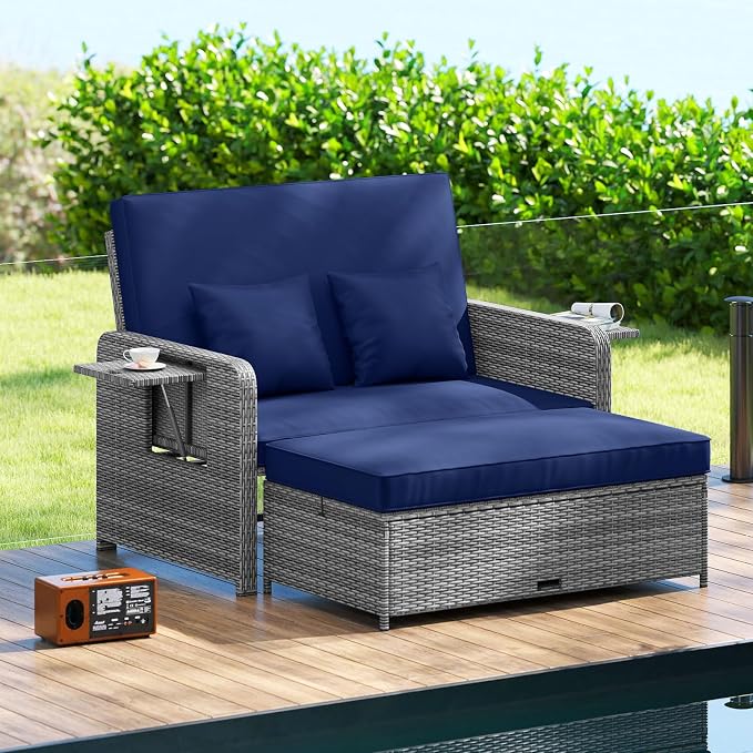 HAPPYGRILL Patio Rattan Wicker Daybed - Image 3