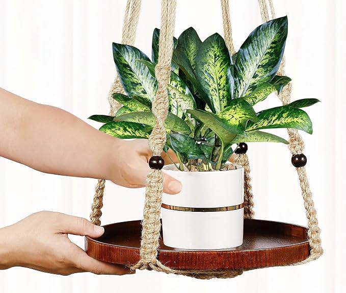 2 Pack Macrame Plant Hanger | Plant Hanger Indoor, Hanging Planter Shelf | - Image 5