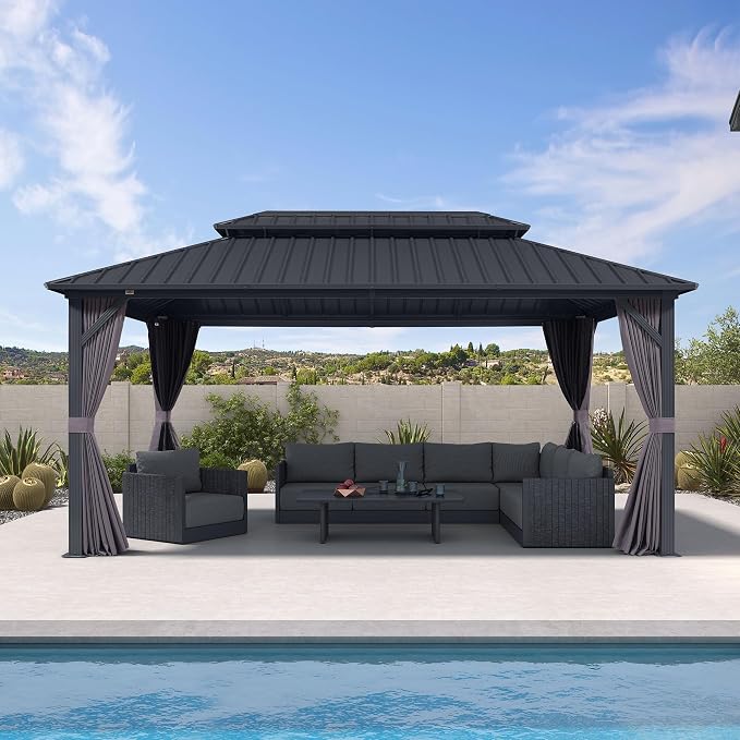 PURPLE LEAF 10' X 16' Permanent Hardtop Gazebo Aluminum Frame by PURPLELEAF