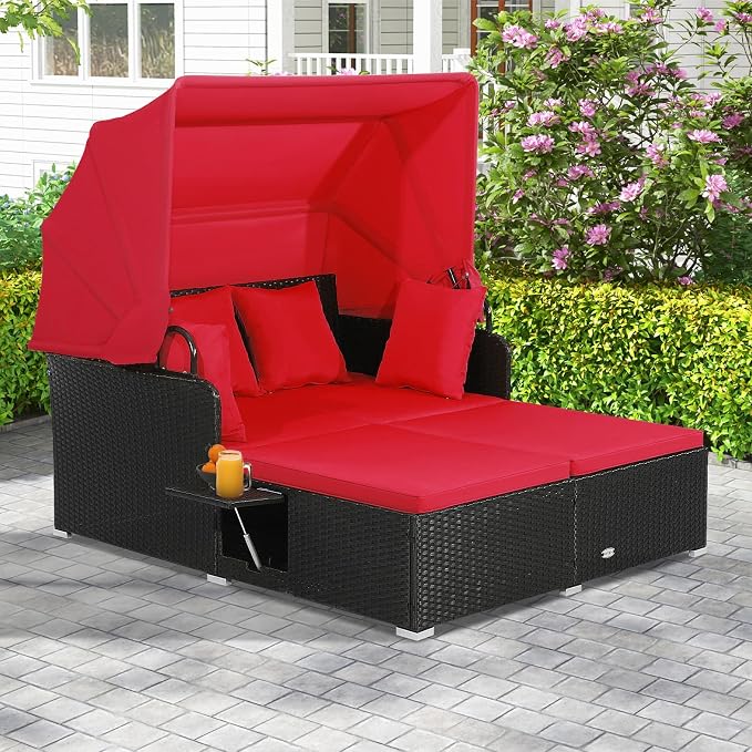 ORALNER Outdoor Daybed, 2-Person Wicker Patio Sofa by ORALNER