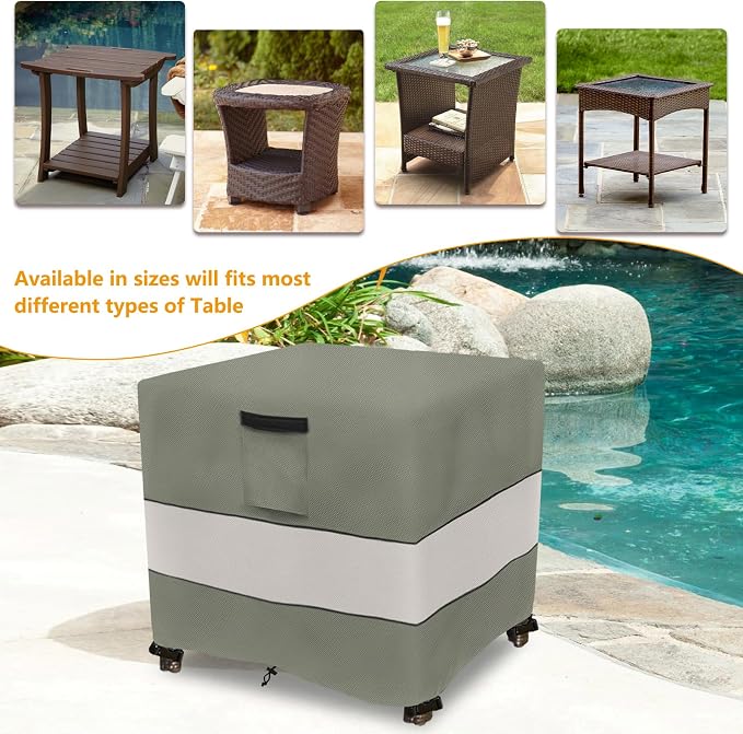 Patio Wicker Side Table Cover, 22W x 22D x 18H inch, Waterproof Square Patio - Image 4