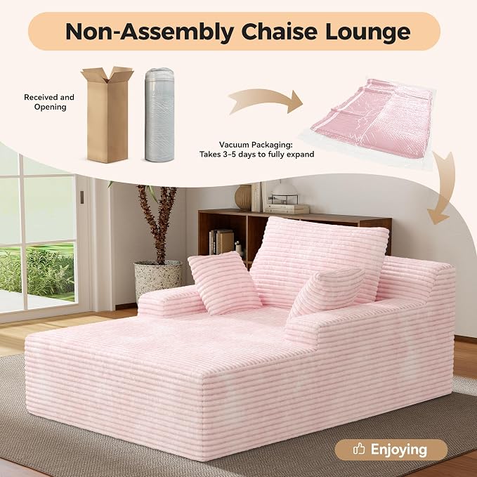 51'' Oversized Chaise Lounge Chair Indoor, Non-Assembly Deep Seat Sofa Bed - Image 5