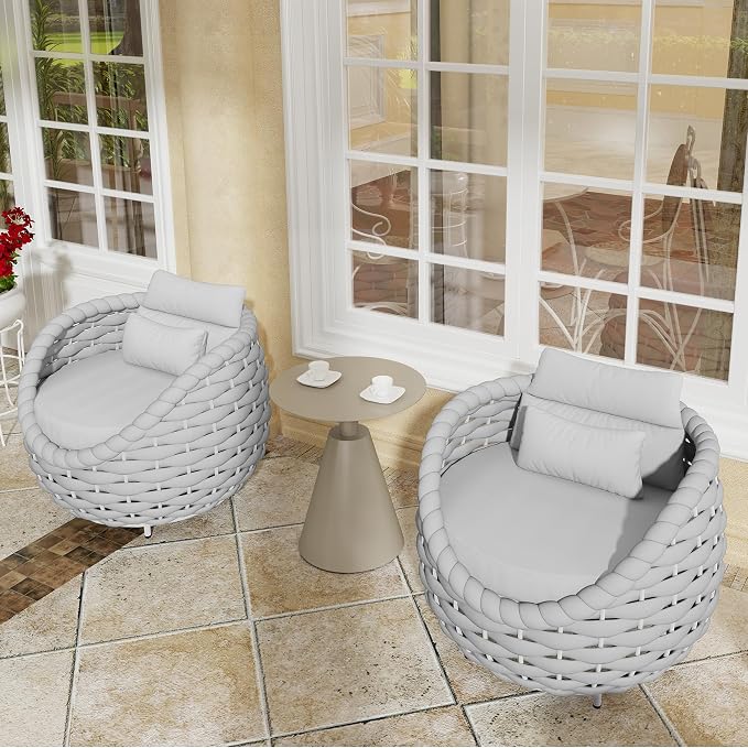 TWT Patio Sofa, All-Weather Textilene Rope Outdoor Chairs Set of 2 - Image 8