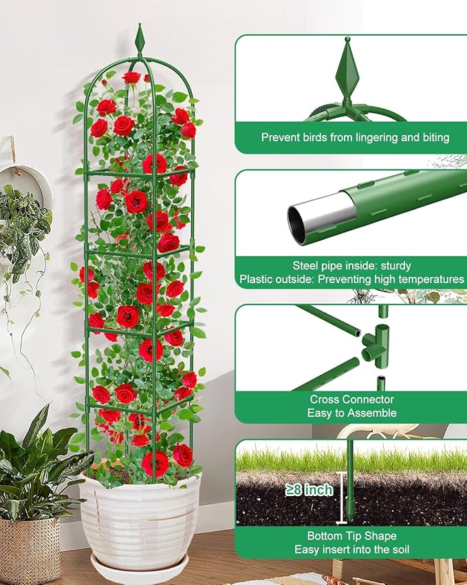 Garden Trellis for Climbing Plants Outdoor & Indoor - 6Ft Tall Rustproof Plant - Image 2