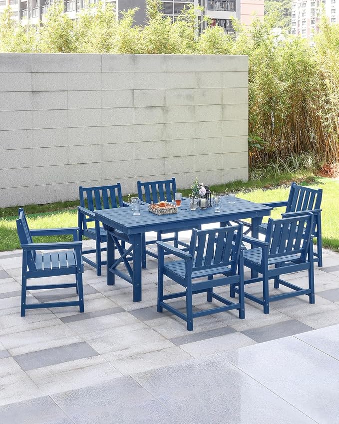 Patio Dining Chair Set of 2, HDPE Outdoor Dining Chair, Ergonomic HDPE Dining - Image 3