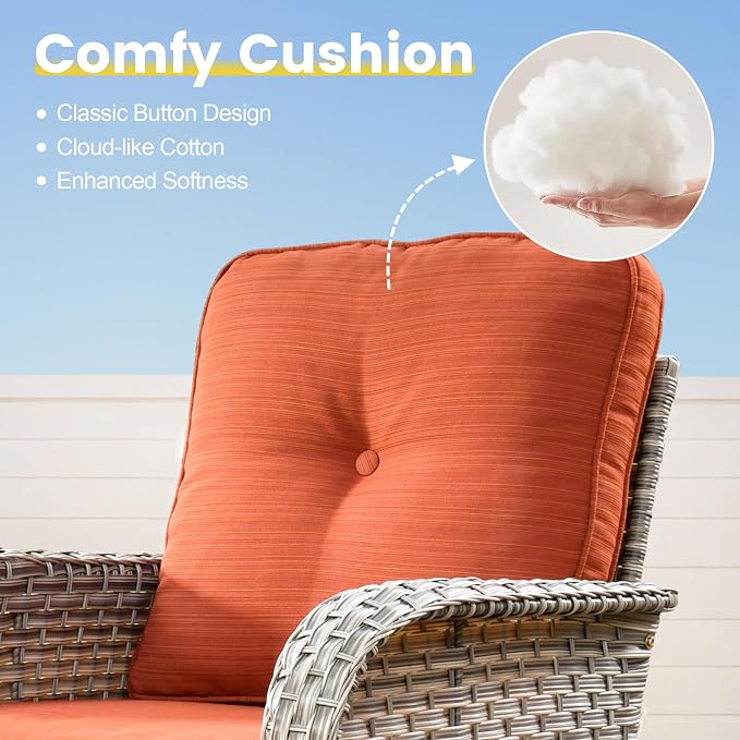 Outdoor Sectional Patio Furniture Set, 8 Pieces Wicker Conversation Sets L - Image 8