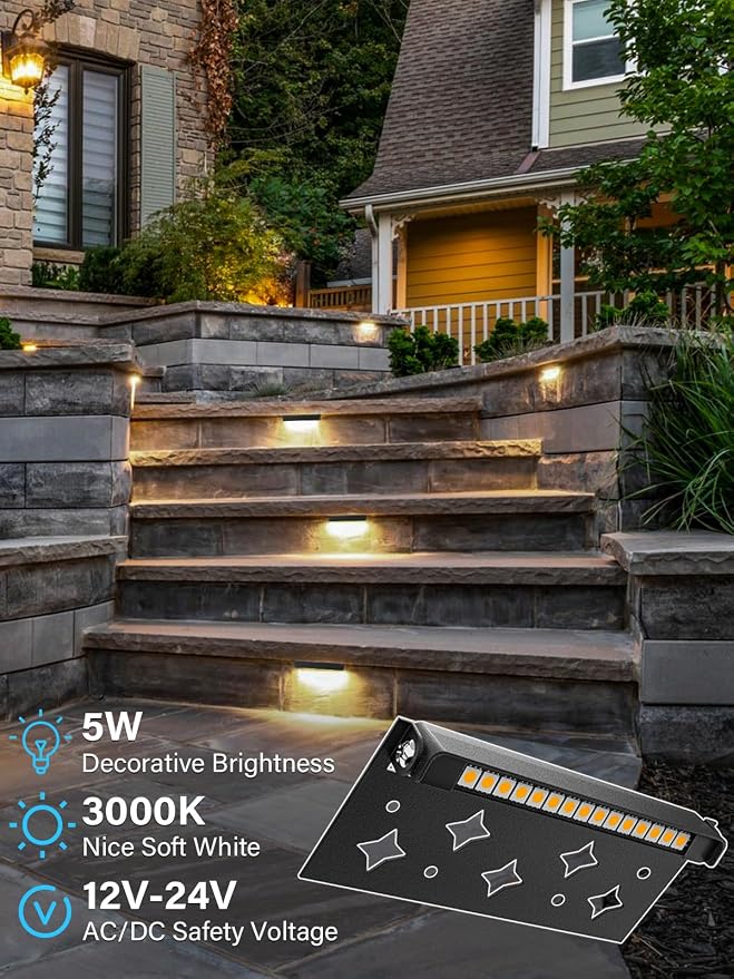 5W Retaining Wall Lights, 7 inch LED Hardscape Lighting, Waterproof Low Voltage - Image 2