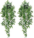 Whonline 2pcs Fake Hanging Plants, Artificial Potted Plants by WHONLINE