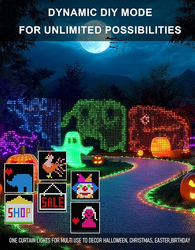 Dazzle Bright Smart Curtain Lights, 400LED 6.6FT x 6.6FT Color Changing - Image 2