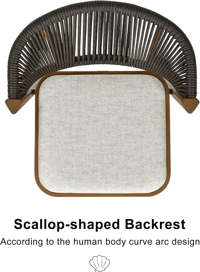 PURPLE LEAF Counter Height Bar Stool Set of 2 Outdoor Woven Stool Chair Bar - Image 6