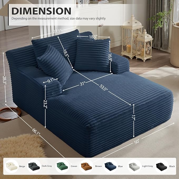 50 Inches Chaise Lounge Indoor, Oversized Chaise Lounge Chair - Image 2