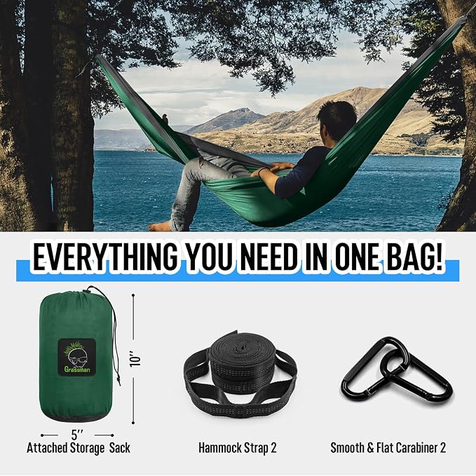 Grassman Camping Hammock Double & Single Portable Hammock - Image 4