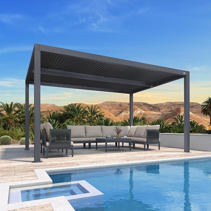 PURPLE LEAF LED Louvered Pergola 94AS 10'x 14' Full Aluminum Frame and - Image 2