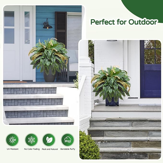 49” Artificial Ferns for Outdoors Planter, 128 Leaves per Fern, Large Lush Fake - Image 6