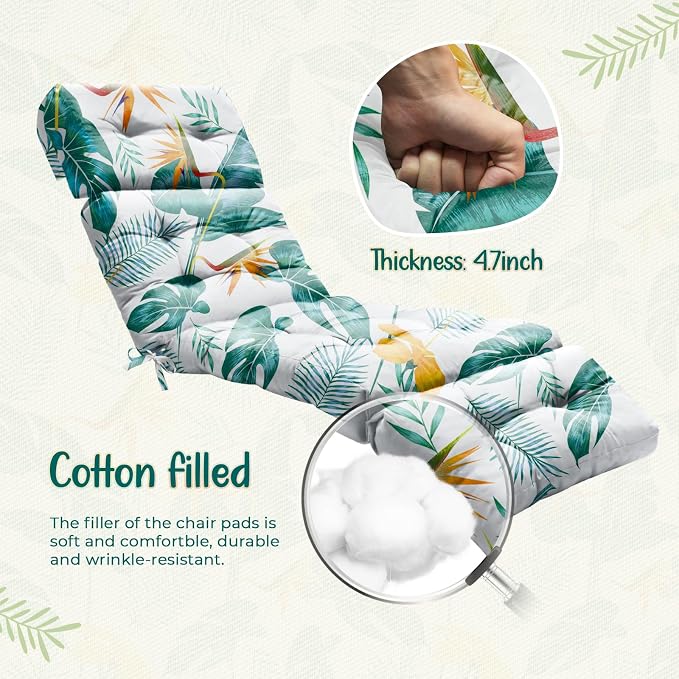 Outdoor Chaise Lounge Chair Cushion 75.1 x 22.8 x 4.7 Inches 100% Waterproof - Image 5