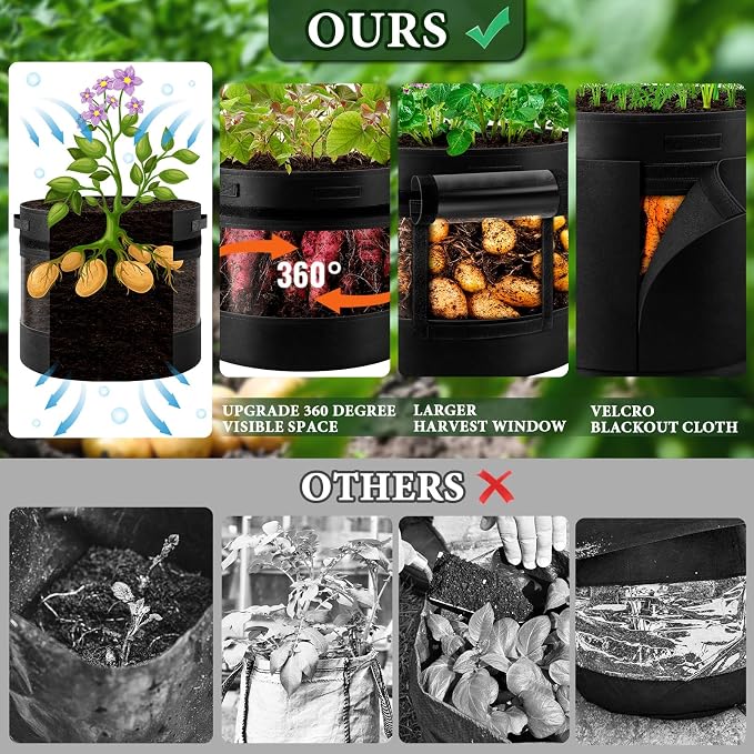 3 Pack 20 Gallon 360° Visibility Potato Grow Bags - Image 5