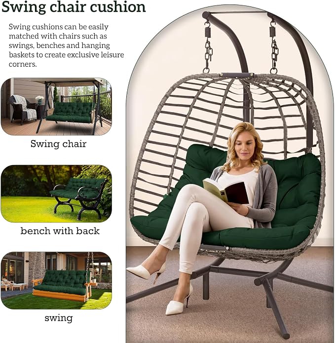 Outside Benches Cushion with Backrest, Thicken Waterproof Swing Cushions 2/3 - Image 2