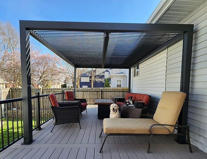 PURPLE LEAF Louvered Pergola 94AS 11' x 15' Aluminum Metal Outdoor Pergola wtih - Image 2
