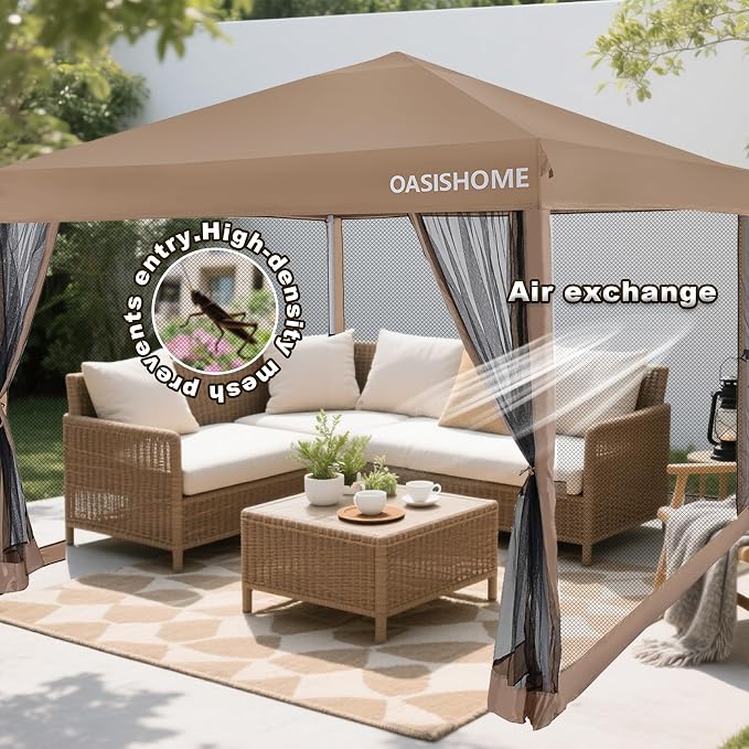 OASISHOME 10'x10' Pop-Up Gazebo Canopy Tent - Image 6