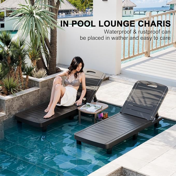 WACASA Outdoor Chaise Lounge Chairs Set of 4, Oversized Lounge Chairs - Image 4