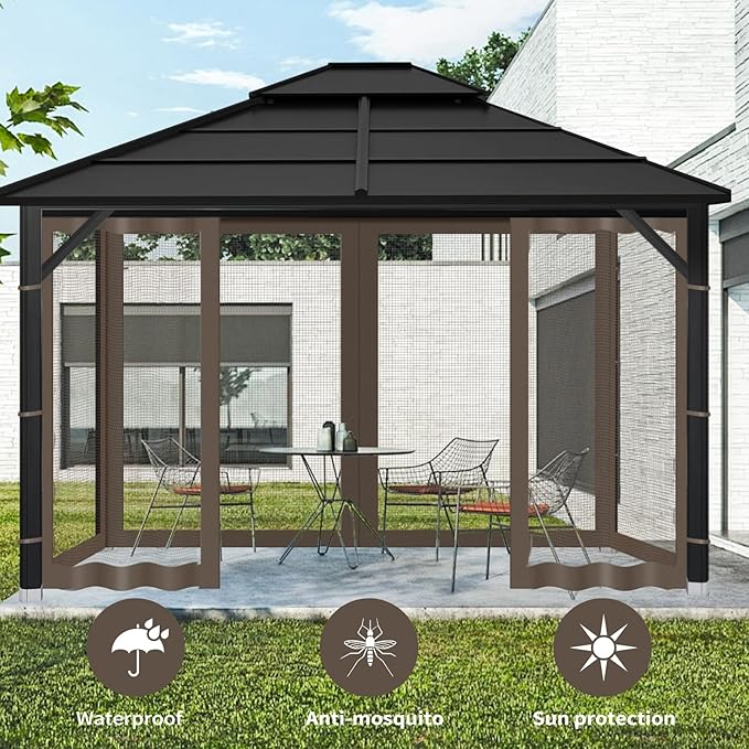 Gazebo Replacement Mosquito Netting Outdoor Universal Gazebo Canopy 4-Panels - Image 2