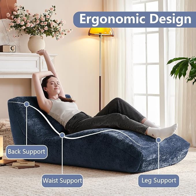 Chaise Lounge Chair with Curved Back, Modern Upholstered Recliner Sofa - Image 4