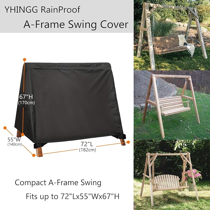 Porch Swing Cover 63 Inch Waterproof 600D Oxford Hanging Outdoor Swing Cover - Image 2