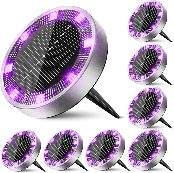 Peasur Solar Ground Lights Outdoor, 8 Pack Flat Solar Powered Disc Lights by Peasur