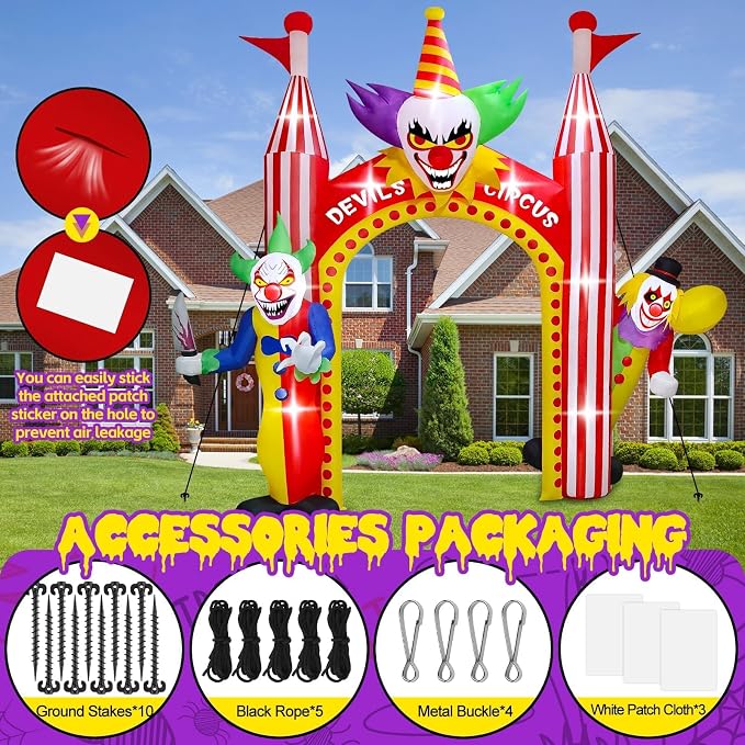 Kalolary 12 FT Halloween Inflatables Clown Archway Outdoor Decorations - Image 6