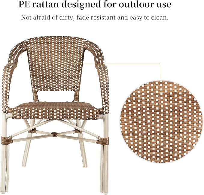 PURPLE LEAF Outdoor Dining Chair Set of 4 Hand-Woven Aluminum Wicker Chair - Image 7