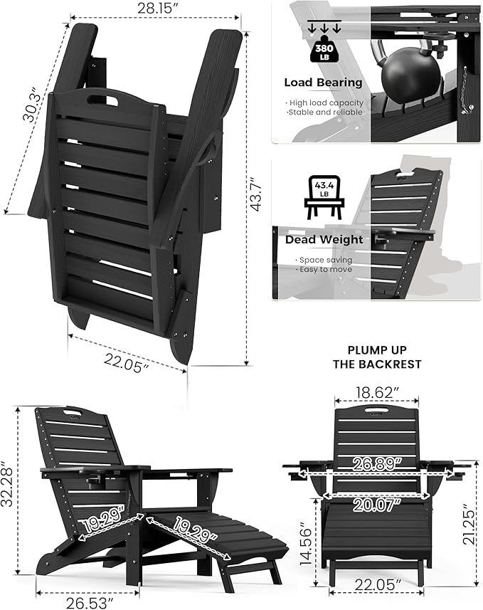 Ciokea Folding Adirondack Chair Set of 6 - Image 3