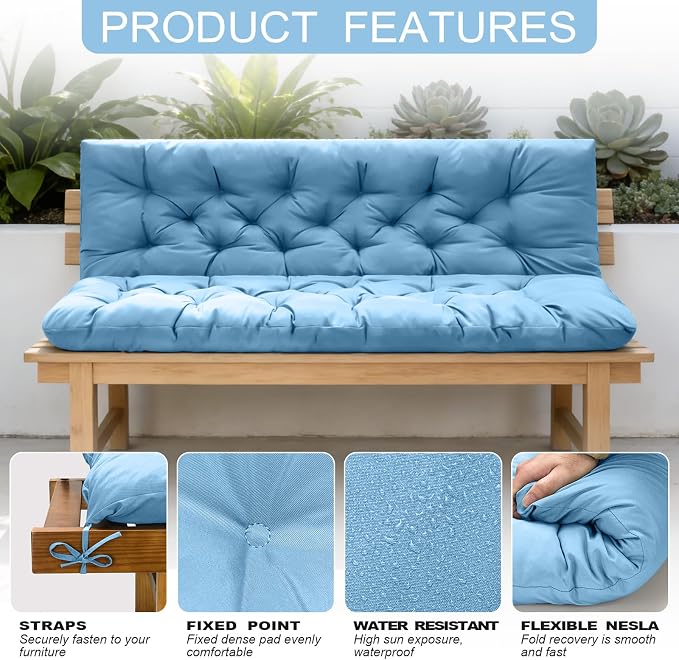 Outdoor Swing Cushions, 3 Seat Porch Swing Cushion Replacement - Image 4