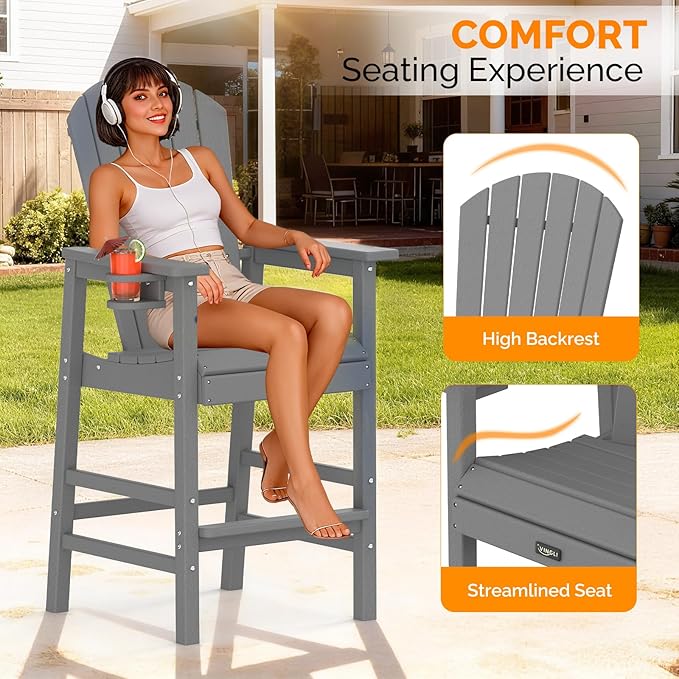 VINGLI Tall Adirondack Chair, All-Weather Plastic Adirondack Chair - Image 5