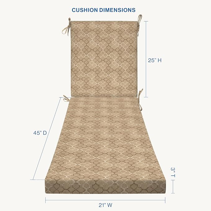 Honeycomb Outdoor Essentials Chaise Lounge, 21 x 70, Courtyard Geo Almond Chair - Image 6