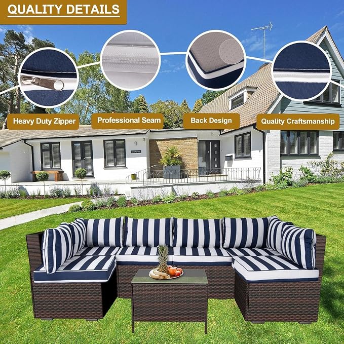 14 Piece Outdoor Patio Cushion Cover Replacement, Waterproof Patio Cushion - Image 3