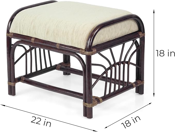 Krit Handmade Rattan Wicker Ottoman Footstool - Image 2