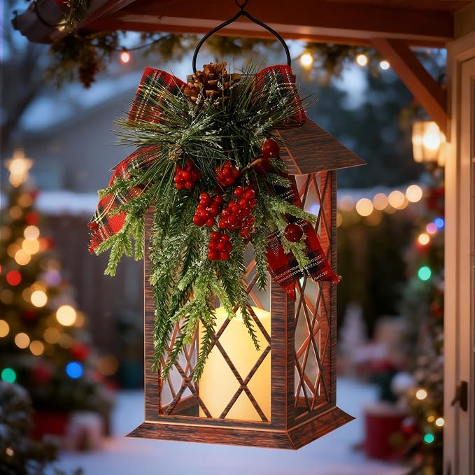 Christmas Solar Lanterns Outdoor Waterproof, Christmas Hanging Lantern by AFINETH
