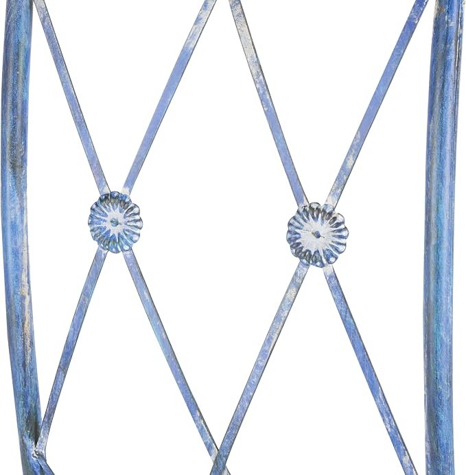 SAFAVIEH Outdoor Collection Mizell Mossy Blue Lattice Wrought Iron Moon Gateway - Image 8