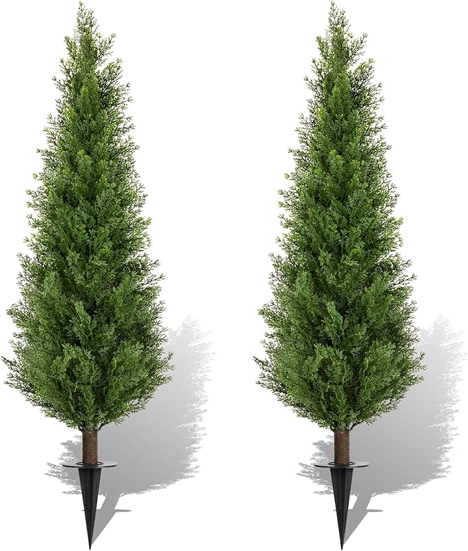 2 Pack 4ft Artificial Cedar Topiary Trees by Unknown