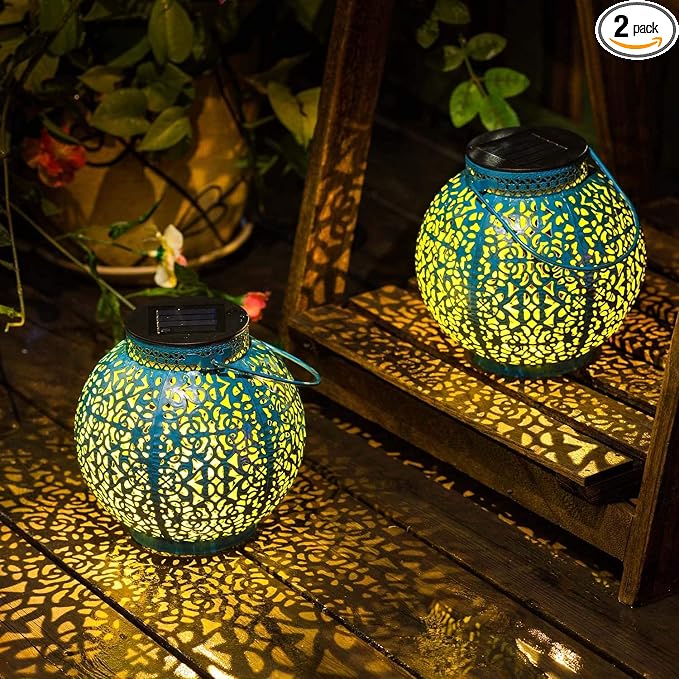 TAKE ME 2 Packs Solar Lanterns Outdoor Lights Waterproof Garden Lanterns by TAKEME
