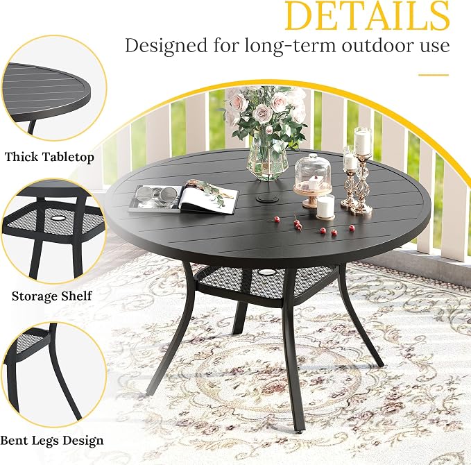 VICLLAX 41.2"x 28" Outdoor Round Patio Table - Image 7