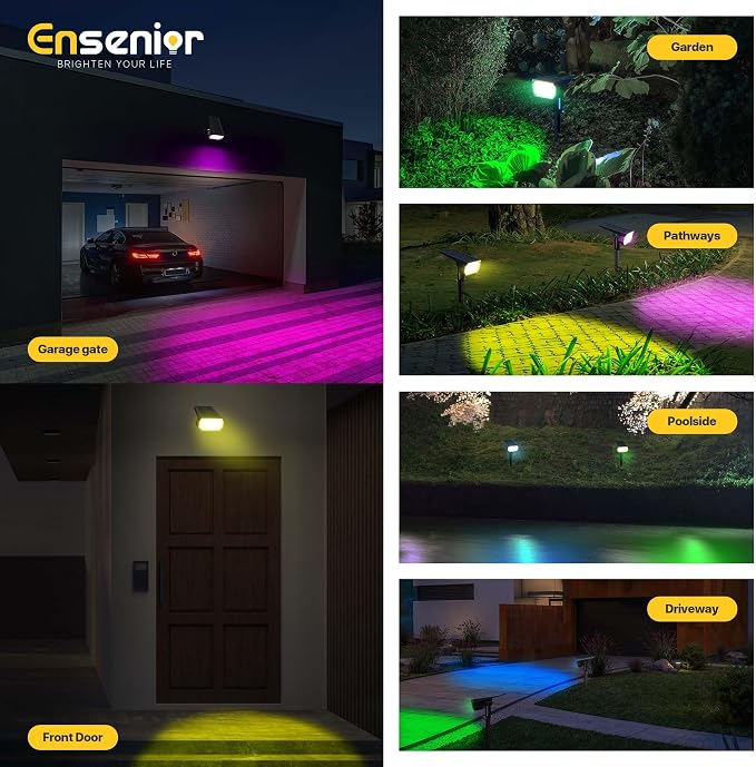 Ensenior Solar Spotlights Outdoor RGB, 7+1 Color Changing Mode Outdoor - Image 9