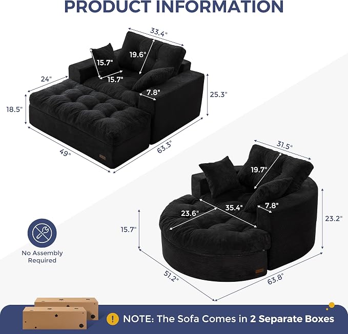 MAXYOYO Modular Sectional Chaise Lounge Sofa, 2 Sets Upholstered Lounge Chair - Image 2